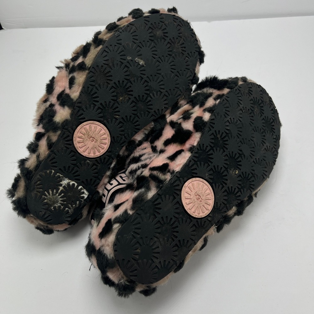 UGG Fluff Yeah Slide Pink Black Leopard Animalia Print Slingback Sandals Sz 6 - Picture 5 of 5